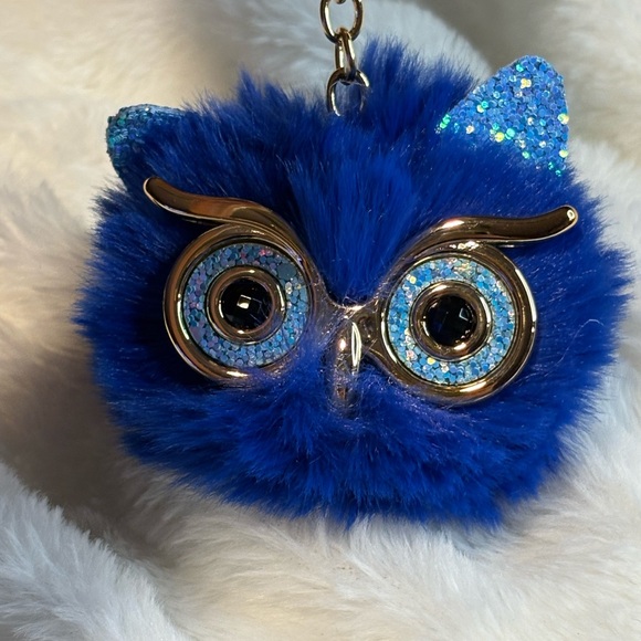 Blue Owl Keychain with Glitter Ears - Picture 1 of 3